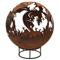 Garden Fire Ball 70cm Dragon Design with Rust Finish