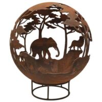 Garden Fire Ball 70cm Safari Design with Rust Finish