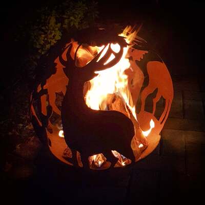 Garden Fire Ball 50cm Stag Design with Rust Finish