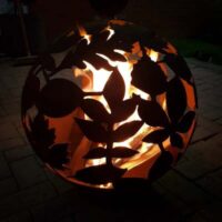 Garden Fire Ball 50cm Leaf Design with Rust Finish