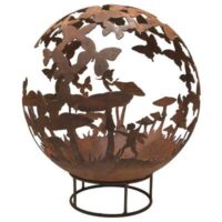 Garden Fire Ball 90cm Fairy Design with Rust Finish