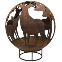 Garden Fire Ball 90cm Stag Design with Rust Finish