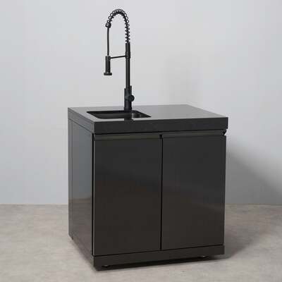 Draco Grills Outdoor Kitchen Black Stainless Steel Sink Cabinet with Granite Top, Mid May 2025