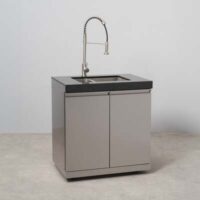 Draco Grills Stainless Steel Double Cabinet with 1 1⁄2 Large Sink and Granite Top