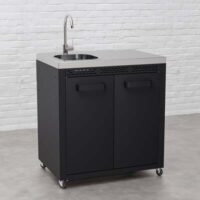 Draco Grills Titan Outdoor Kitchen Black Sink Cabinet with Stainless Steel Top, Mid May 2025