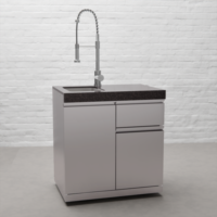 Draco Grills Outdoor Kitchen Stainless Steel Sink and Drawer Cabinet with Granite Top