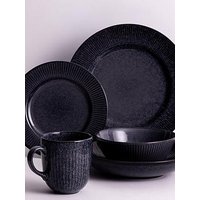 Mason Cash Reactive Linear 12-Piece Dinner Set In Black
