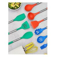 Sur La Table 12 Piece Multi-Coloured Utensils With Ribbed Effect Stand