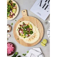 Sur La Table Large Round Paddle Serving Board- Hevea Wood