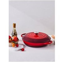 Le Creuset Signature 30 Cm Shallow Cast Iron Casserole In Cerise