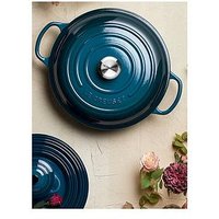 Le Creuset Signature 30 Cm Shallow Cast Iron Casserole In Deep Teal