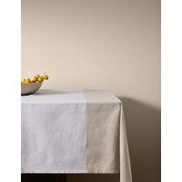 M&S X Kelly Hoppen Woven Banded Table Cloth White