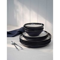 M&S X Tom Kerridge 12 Piece Reactive Glaze Dinner Set Black