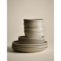 M&S 12 Piece Amberley Reactive Dinner Set Natural
