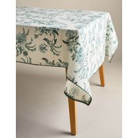 M&S Pure Cotton Chintz Floral Tablecloth Green Mix