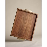 M&S Wooded Ribbed Tray Natural