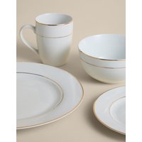 M&S 16 Piece Gilded Rim Dinner Set Gold