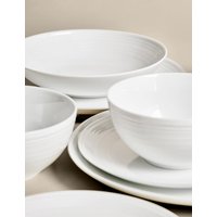 M&S 16 Piece Ribbed Porcelain Dinner Set White