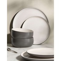 M&S 12 Piece Michigan Dinner Set Grey