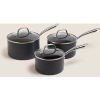 M&S chef 3 Piece Hard Anodised Pan Set Black Mix