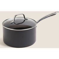 M&S chef Hard Anodised 20cm Saucepan Black Mix
