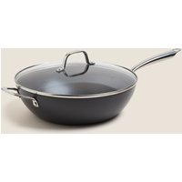 M&S chef Hard Anodised 30cm Large Wok Black Mix