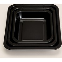 M&S 3pk Vitreous Enamel Roaster Set Silver