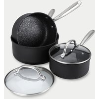 Prestige Scratch Guard Non Stick Saucepan Set of 3 Grey Marl