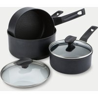 Prestige 9 x Tougher Non Stick Saucepan Set of 3 Black
