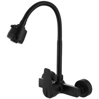 Wall Mounted Kitchen Faucet 360° Swivel Sink Mixer Tap Black Brass Swivel Spout Hose Swivel Arm Spray Head Aerator mumu