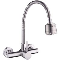 Wall Mounted Kitchen Faucet, 304 Stainless Steel Mixer Tap, 360° Swivel Tap MUMU