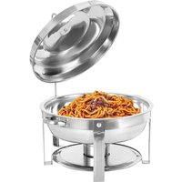 Chafing Dish Buffet, Round Stainless Steel Food Warmer Kit with Handle Lids Food Pans Bain Maries & Fuel Holders, 7.5L Buffet Serving Utensils for