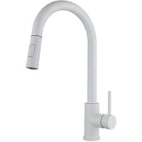 Ymyny - Kitchen Faucet, White, Stainless Steel, High Arc, Pull Down, 360° Swivel, Single Lever Sink Mixer Tap with 2 Modes, Pull Down Kitchen Faucet