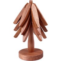 Wooden Trivets Set Heat Resistance Prevents Scald Innovative Wealth Tree Shaped Wood Trivet Mat for Hot Dishes Pot Bowl Teapot