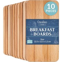 Breakfast Wooden Chopping Boards 22.5 x 12.5 cm – Set of 10