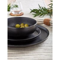 The Very Collection Black Speckle Reactive 12 Piece Dinner Set