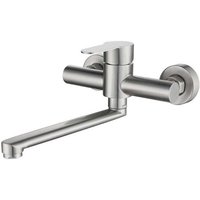 Wall-Mounted Kitchen Faucet, Stainless Steel Wall-Mounted Kitchen Mixer Tap, 360° Swivel for Kitchen Sink, Adjustable Hot and Cold Water, Adjustable