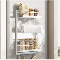 Estante para especias, holder for paper towels for refrigerator and washing machine, white wall organizer, durability and high capacity (white, very