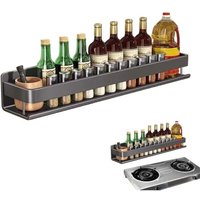Wall-Mounted Spice Rack, Kitchen Spice Shelf, 50cm, Aluminum Organizer Holder, Black