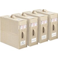 Set of 4 Bed Sheet Storage Bags, Foldable Organizers for Bedding and Blankets, Suitable for King & Queen Size Beds, Beige