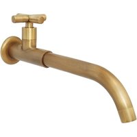 Wall-mounted tap, antique solid brushed brass tap, retro single tap with 360° swivel spout, suitable for bathroom, laundry room, toilet, kitchen,