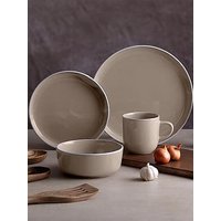 Barbary & Oak Nattura 16 Piece Dinnerware Set, Made From Premium Stoneware, Cashmere
