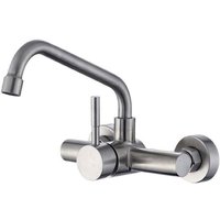 Wall-Mounted Kitchen Sink Faucet, 304 Stainless Steel Kitchen Mixer Tap, Kitchen Faucet with Swivel Spout