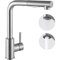 Ikodm - 360° Swivel Kitchen Mixer Tap with Pull Out Sprayer, 2 Spray Modes Kitchen Faucet, Stainless Steel Kitchen Sink Mixer Tap, Cold/Hot Available