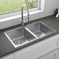 ArtiKitch ArtiKitch Stainless Steel Inset Kitchen Sink 2 Double Bowl Strainer Waste 750mm