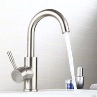 Stainless Steel Single Lever Bathroom Sink Faucet Hot and Cold Water with 2 Hoses Included Tall Mixer Tap for sink faucet high hand wash basin mixer