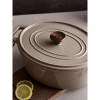 Barbary & Oak Nattura 29Cm Oval Cast Iron Casserole Pot With Lid, Cashmere