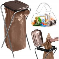 KADAX garbage bag holder with plastic lid, for 120L bags, simple, brown