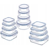 KADAX Glass Container Set with Lids, Rectangular + Round + Square