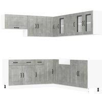 11 Piece Kitchen Cabinet Set Kalmar Concrete Grey Engineered Wood vidaXL